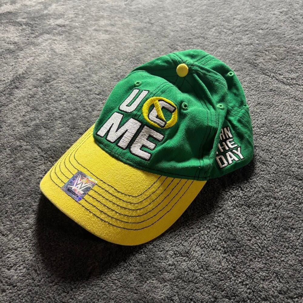 John Cena Baseball Hat Adjustable Yellow Green hustle loyalty respect
